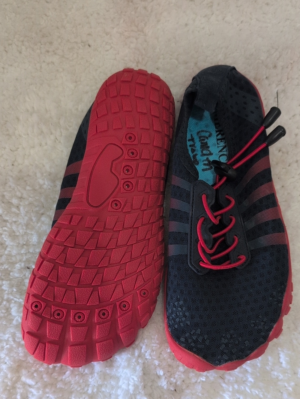 Kids Black and Red Water Shoes with Secure Bungee Laces